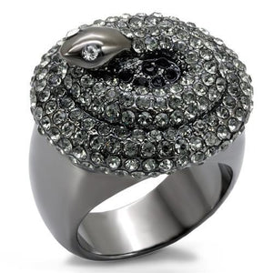 LO1675 - TIN Cobalt Black Brass Ring with Top Grade Crystal  in Multi Color