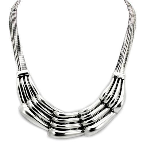 LO1886 - Antique Silver White Metal Necklace with No Stone