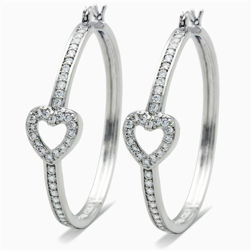 LO1941 - Rhodium Brass Earrings with AAA Grade CZ  in Clear