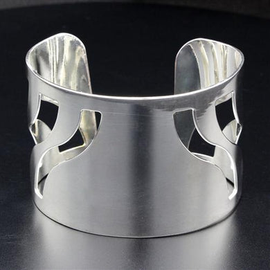 LO1951 - Rhodium Brass Bangle with No Stone