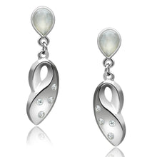 Load image into Gallery viewer, LO1978 - Rhodium White Metal Earrings with Top Grade Crystal  in Clear