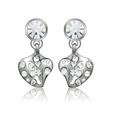 LO1982 - Rhodium White Metal Earrings with Top Grade Crystal  in Clear