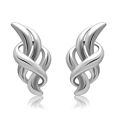 LO1991 - Rhodium White Metal Earrings with No Stone