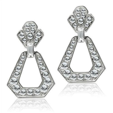 LO1995 - Rhodium White Metal Earrings with Top Grade Crystal  in Clear