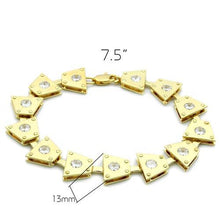 Load image into Gallery viewer, LO2002 - Matte Gold &amp; Gold Brass Bracelet with AAA Grade CZ  in Clear