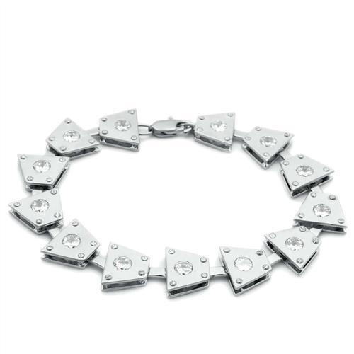 LO2003 - Matte Rhodium & Rhodium Brass Bracelet with AAA Grade CZ  in Clear