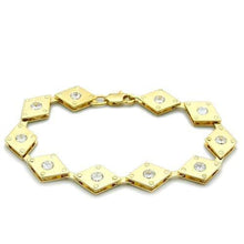 Load image into Gallery viewer, LO2007 - Matte Gold &amp; Gold Brass Bracelet with AAA Grade CZ  in Clear