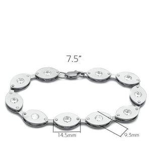 LO2011 - Matte Rhodium & Rhodium Brass Bracelet with AAA Grade CZ  in Clear