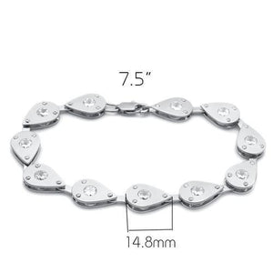 LO2014 - Matte Rhodium & Rhodium Brass Bracelet with AAA Grade CZ  in Clear