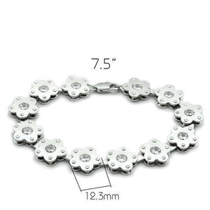 LO2019 - Matte Rhodium & Rhodium Brass Bracelet with AAA Grade CZ  in Clear