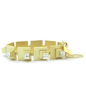 LO2037 - Matte Gold Brass Bracelet with Top Grade Crystal  in Clear