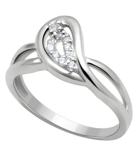 LO2051 - Rhodium Brass Ring with AAA Grade CZ  in Clear