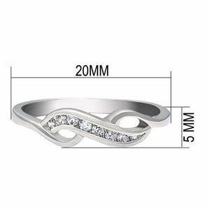 LO2053 - Rhodium Brass Ring with AAA Grade CZ  in Clear