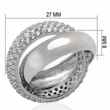 Load image into Gallery viewer, LO2055 - Rhodium Brass Ring with AAA Grade CZ  in Clear