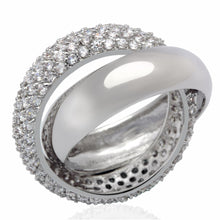 Load image into Gallery viewer, LO2055 - Rhodium Brass Ring with AAA Grade CZ  in Clear