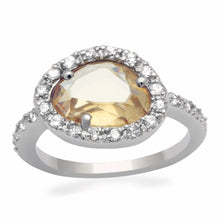 Load image into Gallery viewer, LO2060 - Rhodium Brass Ring with AAA Grade CZ  in Champagne