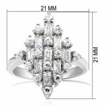 Load image into Gallery viewer, LO2061 - Rhodium Brass Ring with AAA Grade CZ  in Clear