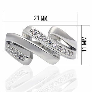 LO2068 - Rhodium Brass Ring with AAA Grade CZ  in Clear