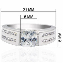 Load image into Gallery viewer, LO2070 - Rhodium Brass Ring with AAA Grade CZ  in Clear