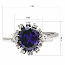 Load image into Gallery viewer, LO2073 - Rhodium Brass Ring with AAA Grade CZ  in Amethyst