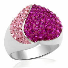 Load image into Gallery viewer, LO2082 - Rhodium Brass Ring with Top Grade Crystal  in Multi Color