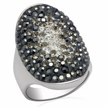 Load image into Gallery viewer, LO2084 - Rhodium Brass Ring with Top Grade Crystal  in Multi Color