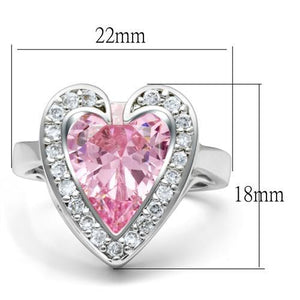 LO2087 - Rhodium Brass Ring with AAA Grade CZ  in Rose