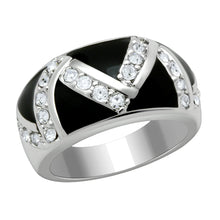 Load image into Gallery viewer, LO2094 - Rhodium Brass Ring with Top Grade Crystal  in Clear