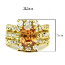 Load image into Gallery viewer, LO2097 - Gold Brass Ring with AAA Grade CZ  in Champagne