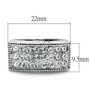 LO2103 - Rhodium Brass Ring with Top Grade Crystal  in Clear