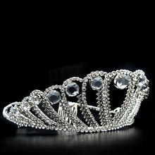 Load image into Gallery viewer, LO2108 - Imitation Rhodium Brass Tiaras &amp; Hair Clip with Top Grade Crystal  in Clear