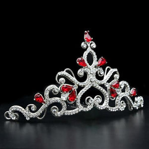 LO2109 - Imitation Rhodium Brass Tiaras & Hair Clip with Top Grade Crystal  in Ruby