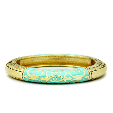 LO2128 - Flash Gold White Metal Bangle with Epoxy  in No Stone