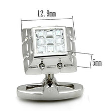 Load image into Gallery viewer, LO2306 - Rhodium Brass Cufflink with AAA Grade CZ  in Clear