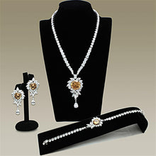 Load image into Gallery viewer, LO2323 - Rhodium Brass Jewelry Sets with AAA Grade CZ  in Champagne