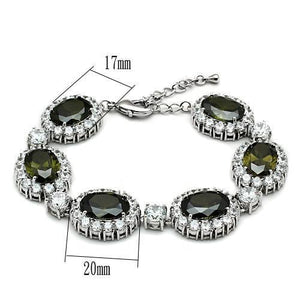 LO2358 - Rhodium Brass Bracelet with AAA Grade CZ  in Olivine color