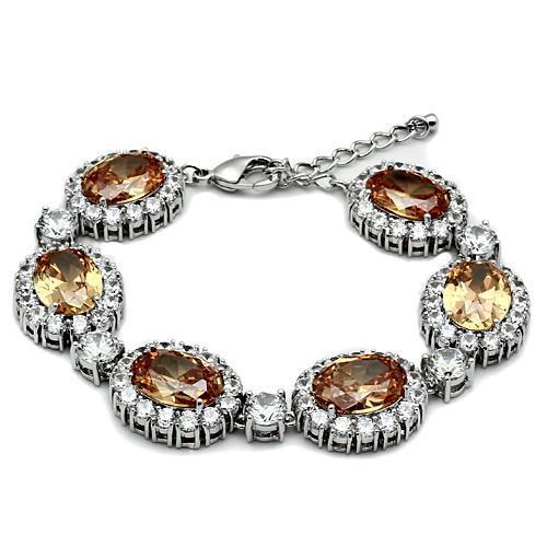 LO2360 - Rhodium Brass Bracelet with AAA Grade CZ  in Champagne