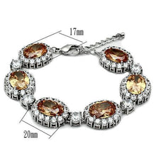 Load image into Gallery viewer, LO2360 - Rhodium Brass Bracelet with AAA Grade CZ  in Champagne