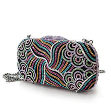 Load image into Gallery viewer, LO2365 - Imitation Rhodium White Metal Clutch with Top Grade Crystal  in Multi Color