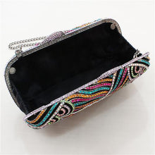 Load image into Gallery viewer, LO2365 - Imitation Rhodium White Metal Clutch with Top Grade Crystal  in Multi Color