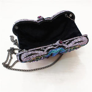 LO2367 - Ruthenium White Metal Clutch with Top Grade Crystal  in Multi Color