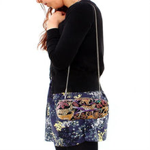 Load image into Gallery viewer, LO2373 - Gold White Metal Clutch with Top Grade Crystal  in Multi Color