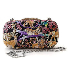 Load image into Gallery viewer, LO2373 - Gold White Metal Clutch with Top Grade Crystal  in Multi Color