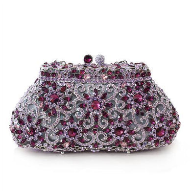 LO2376 - Imitation Rhodium White Metal Clutch with Top Grade Crystal  in Multi Color