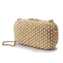 Load image into Gallery viewer, LO2377 - Gold White Metal Clutch with Top Grade Crystal  in Multi Color