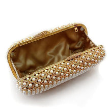 Load image into Gallery viewer, LO2377 - Gold White Metal Clutch with Top Grade Crystal  in Multi Color