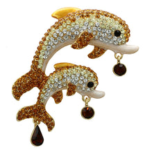 Load image into Gallery viewer, LO2413 - Gold White Metal Brooches with Top Grade Crystal  in Multi Color