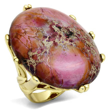 Load image into Gallery viewer, LO2432 - Gold Brass Ring with Synthetic Jade in Light Amethyst