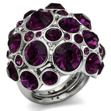 Load image into Gallery viewer, LO2462 - Rhodium Brass Ring with Top Grade Crystal  in Amethyst