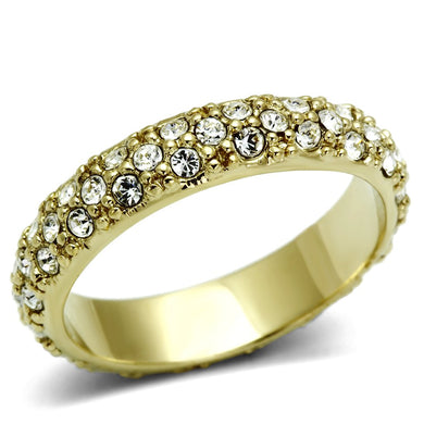 LO2480 - Gold Brass Ring with Top Grade Crystal  in Clear